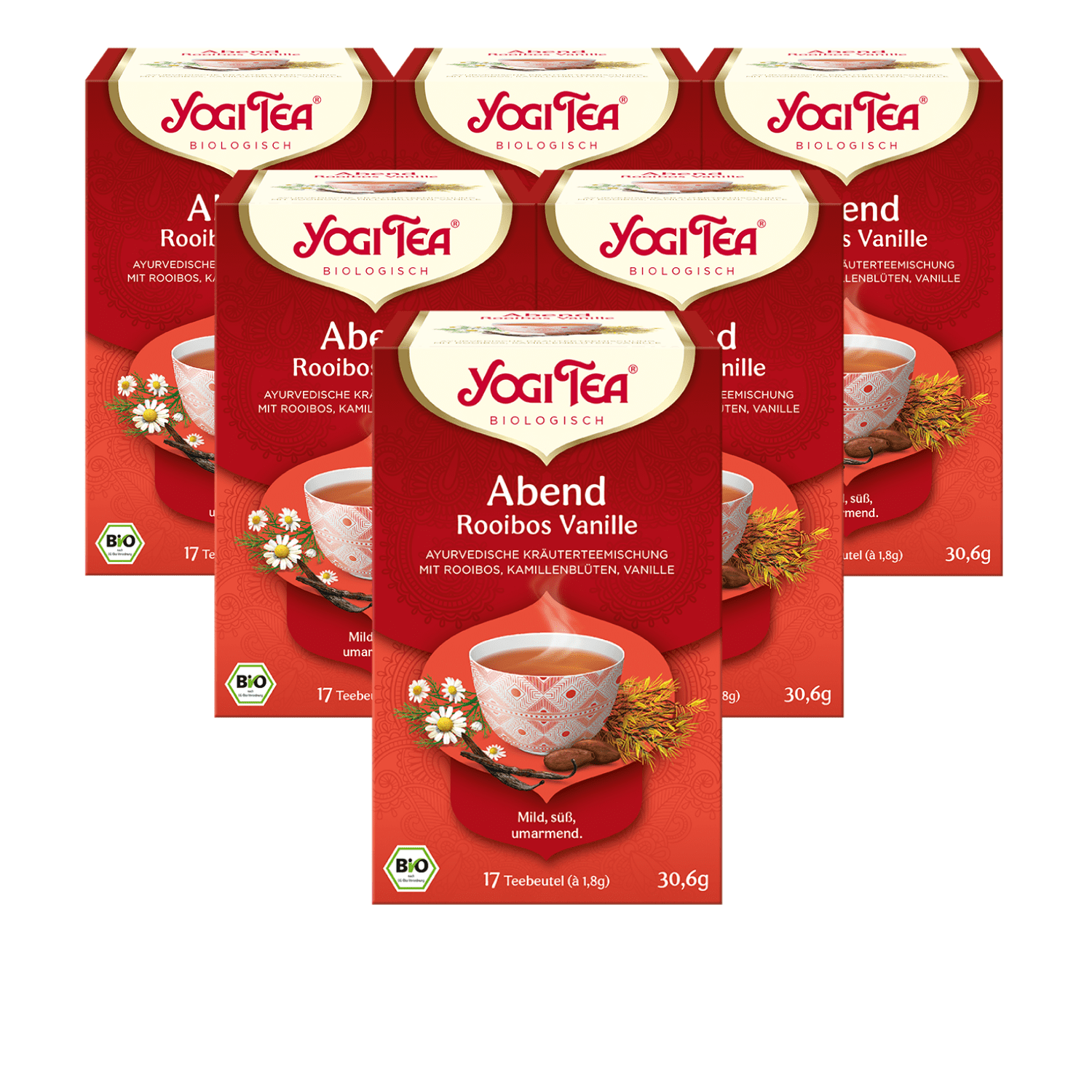 6 x BIO YOGI TEA Abend Rooibos Vanille | 6 x 30,6g