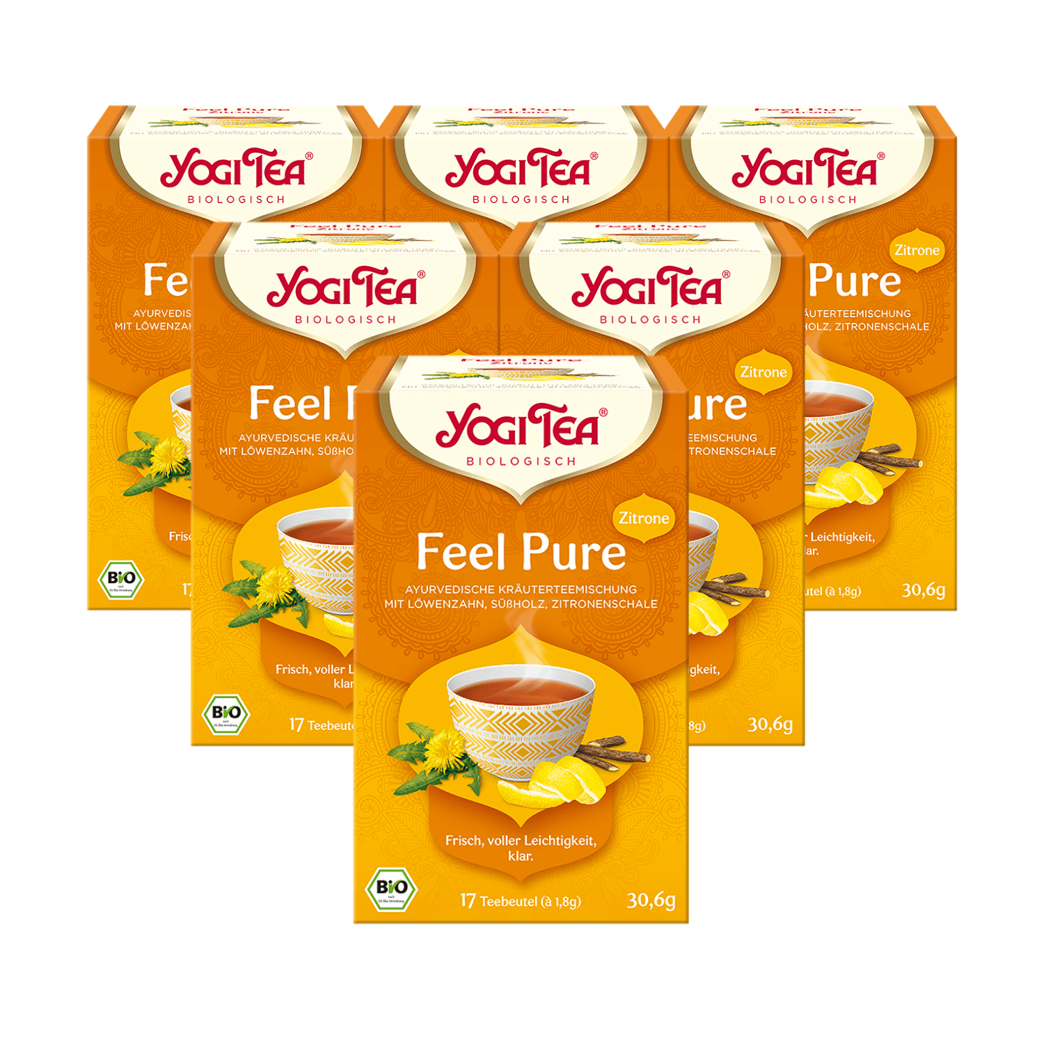 6 x BIO YOGI TEA Feel Pure Zitrone | 6 x 30,6g