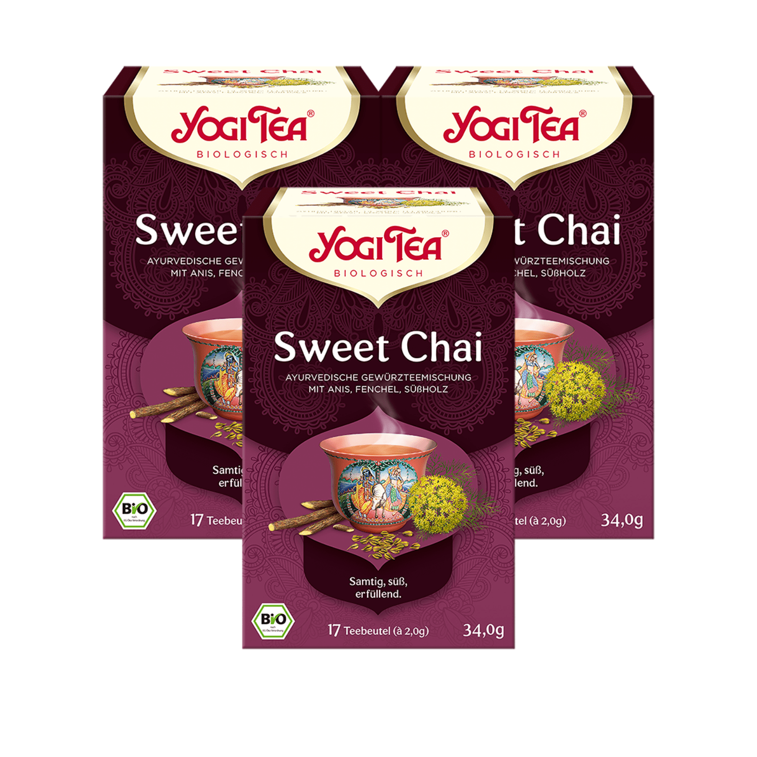 3 x BIO YOGI TEA Sweet Chai | 3 x 34g
