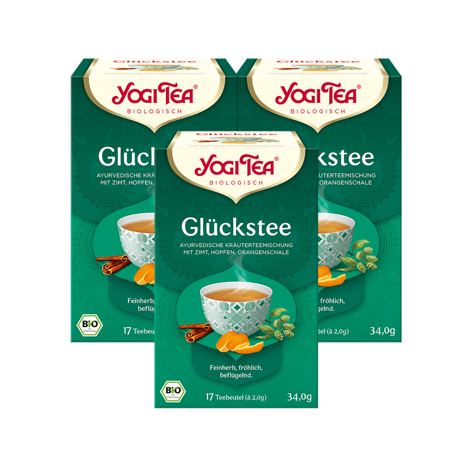 3 x BIO YOGI TEA Glücks Tee | 3 x 34 g