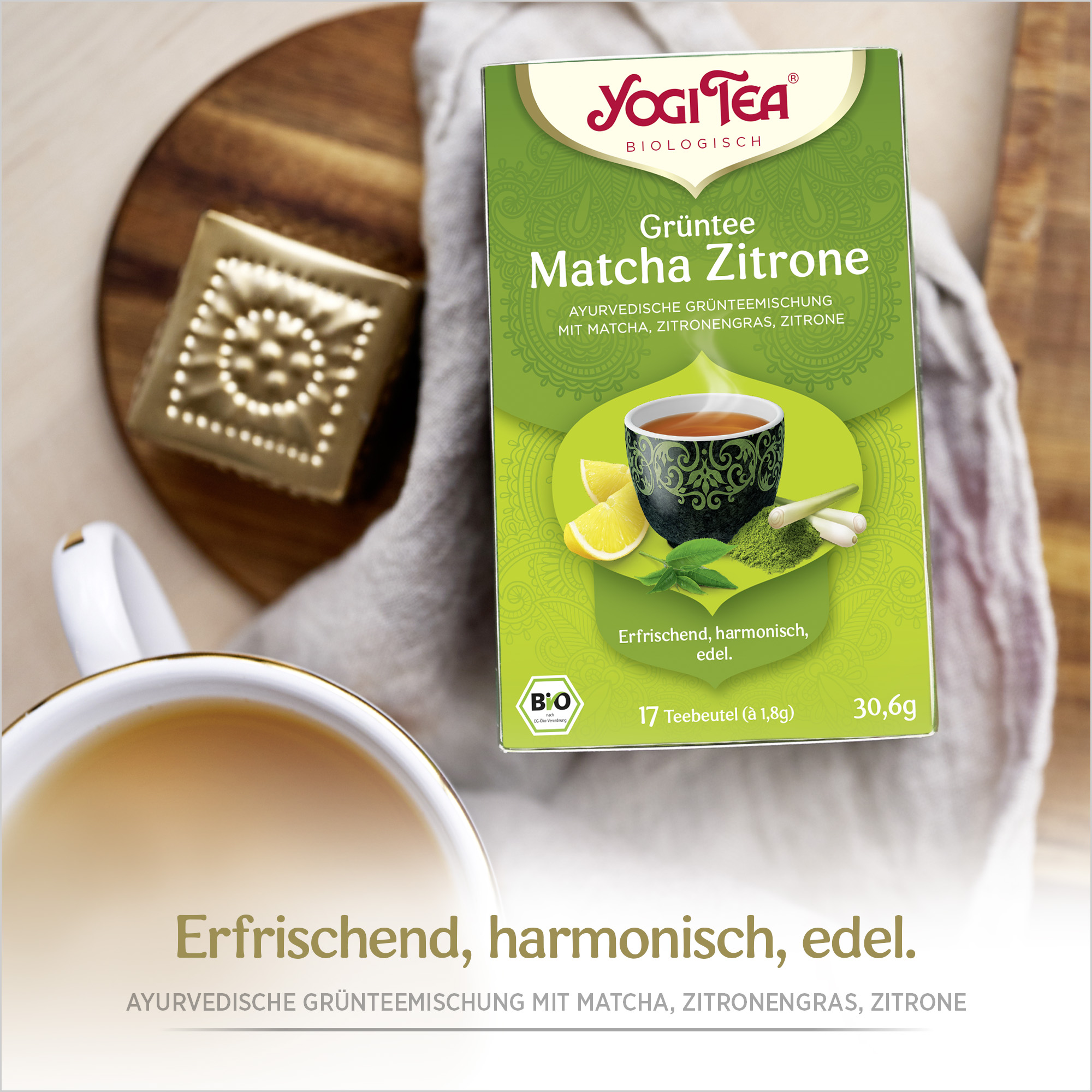 BIO YOGI TEA Grüntee Matcha Zitrone | 17 x 1,8g