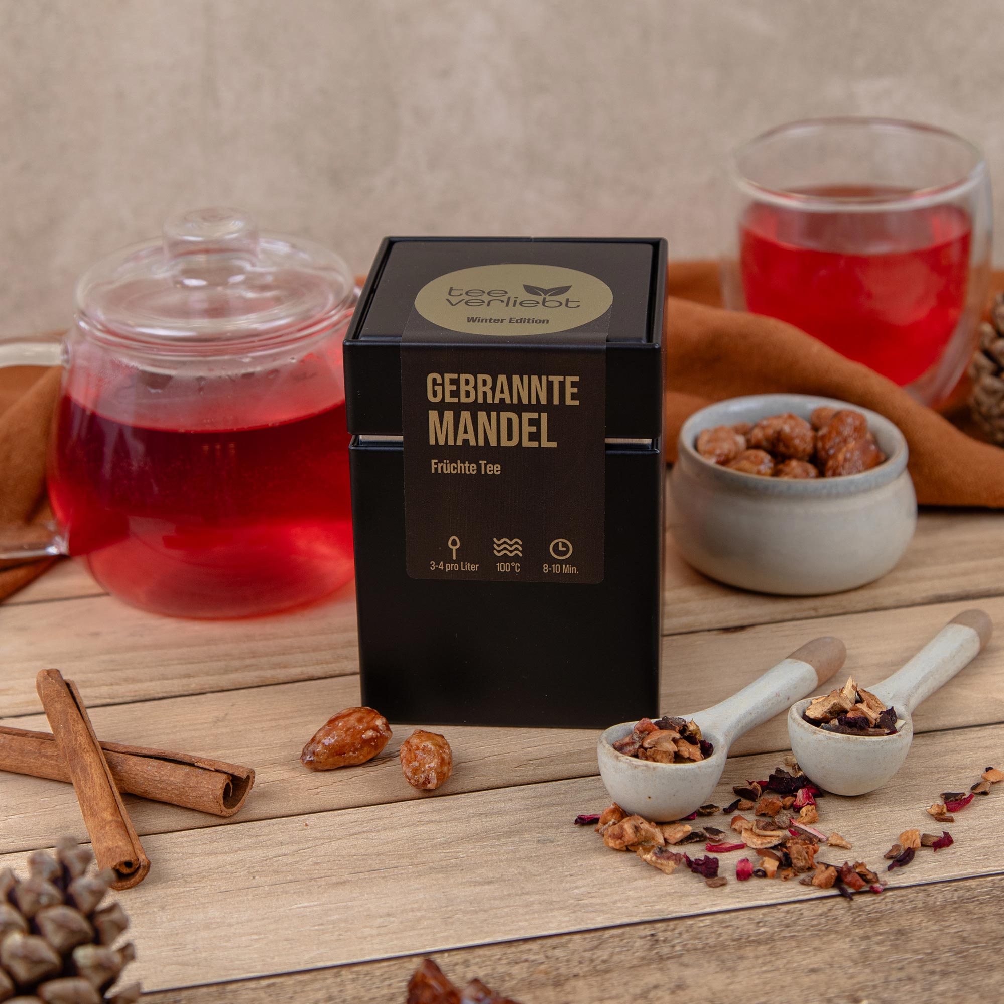 Gebrannte Mandel Geschenkdose | 80g Früchtetee - Winter Edition