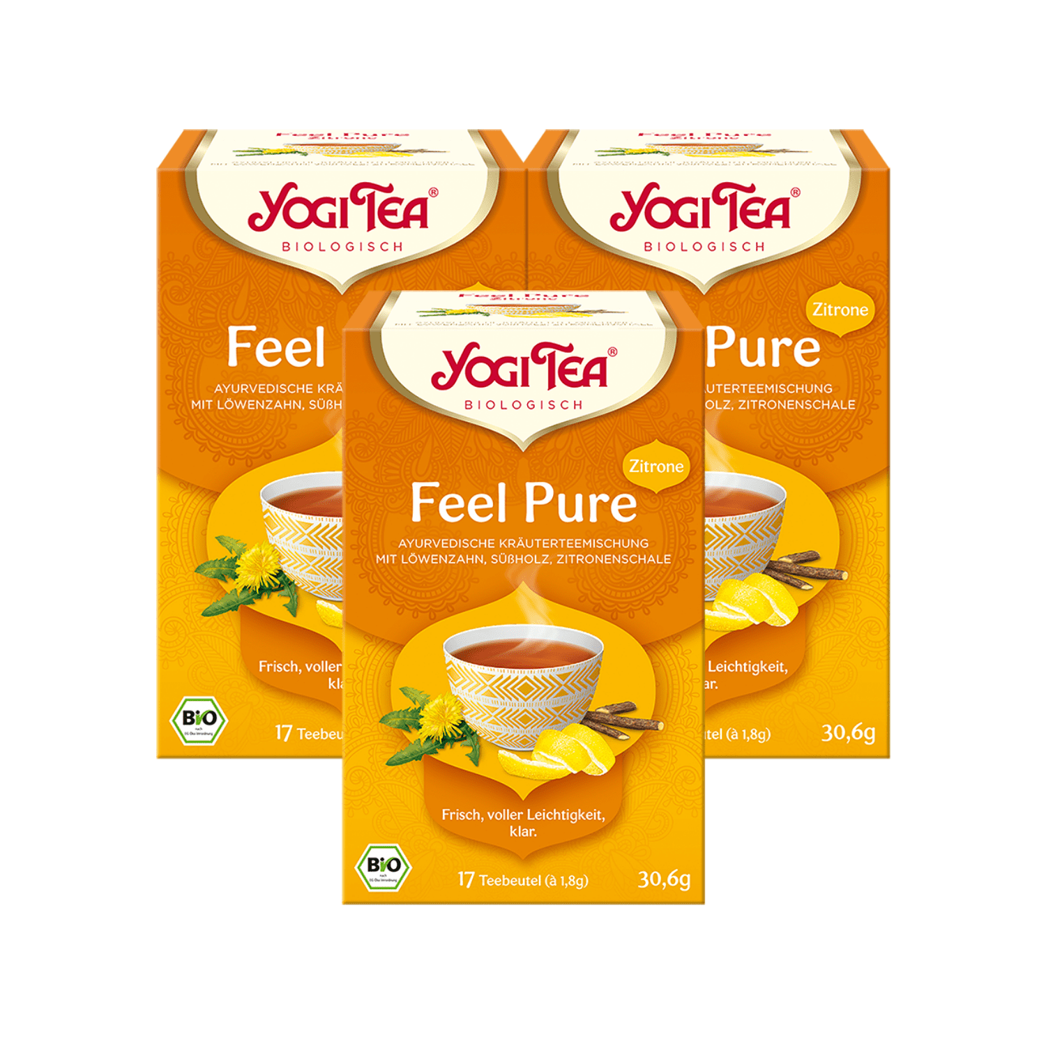 3 x BIO YOGI TEA Feel Pure Zitrone | 3 x 30,6g