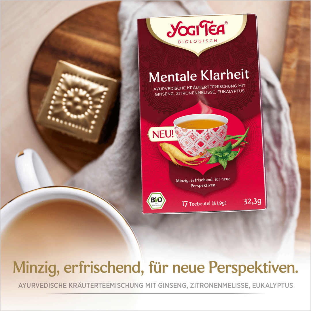 3 x YOGI TEA Mentale Klarheit Bio 32,3g Bio Kräutertee - minzig. erfrischend