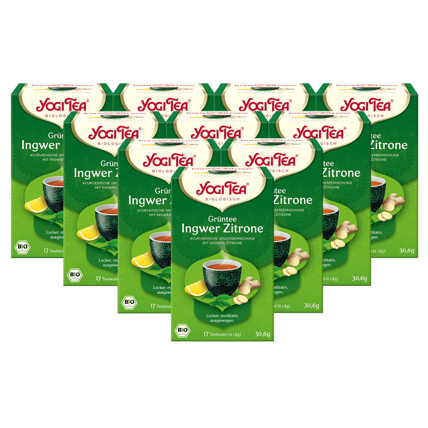 10x BIO YOGI TEA Grüntee Ingwer Zitrone | 10x30,6g