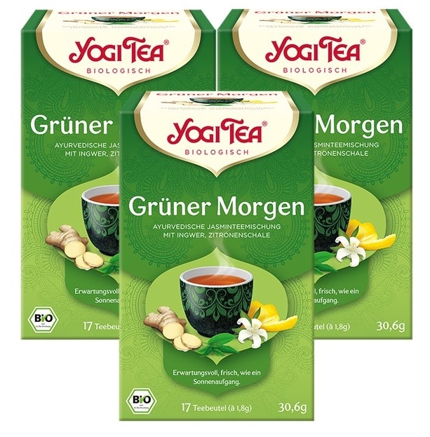 3 x BIO YOGI TEA Grüner Morgen | 3 x 30,6g 